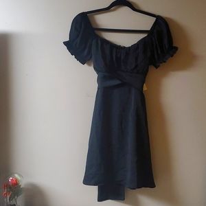 Black Tie Up Back Dress